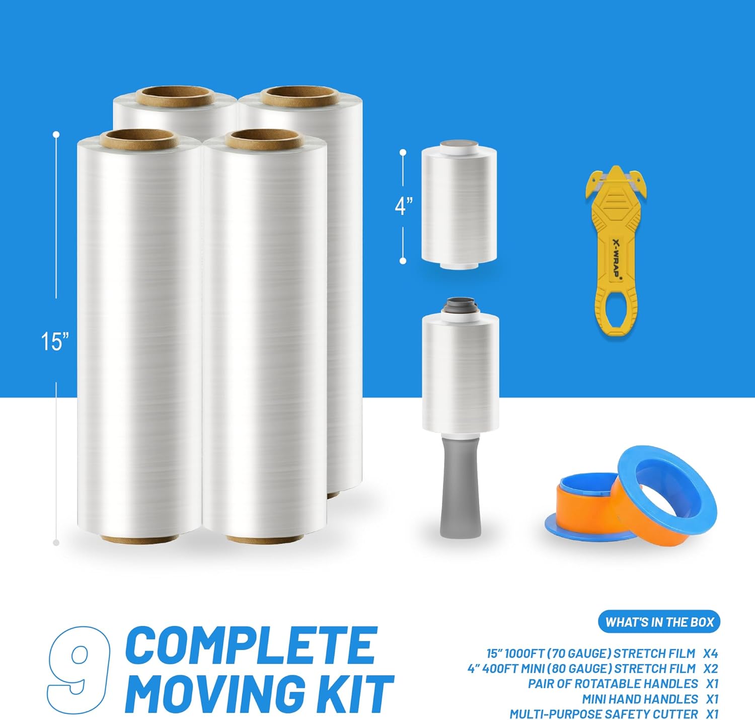 X-Wrap PRO 1000 Industrial Stretch Wrap Kit – 6 Rolls – 4,800 ft Total