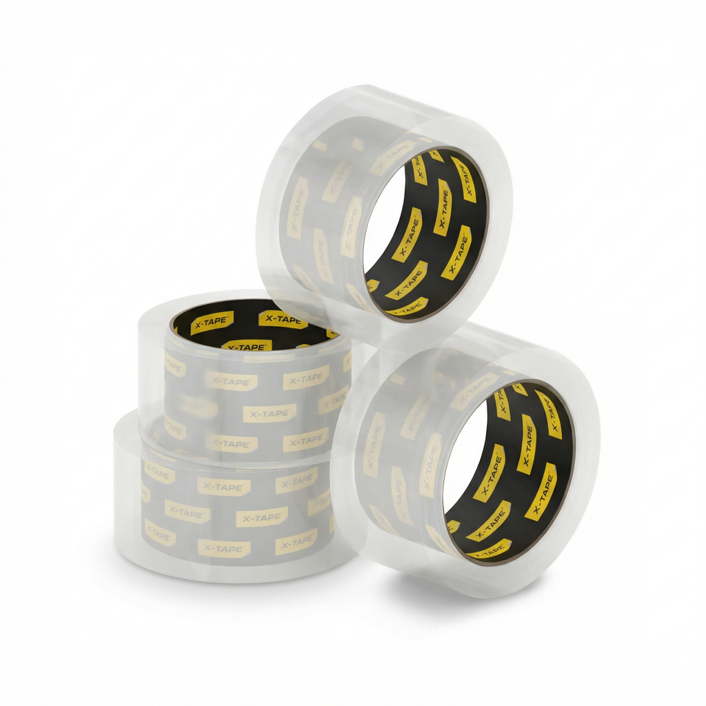 X-Tape Clear Packing Tape 4 Rolls - Strong & Crystal Clear