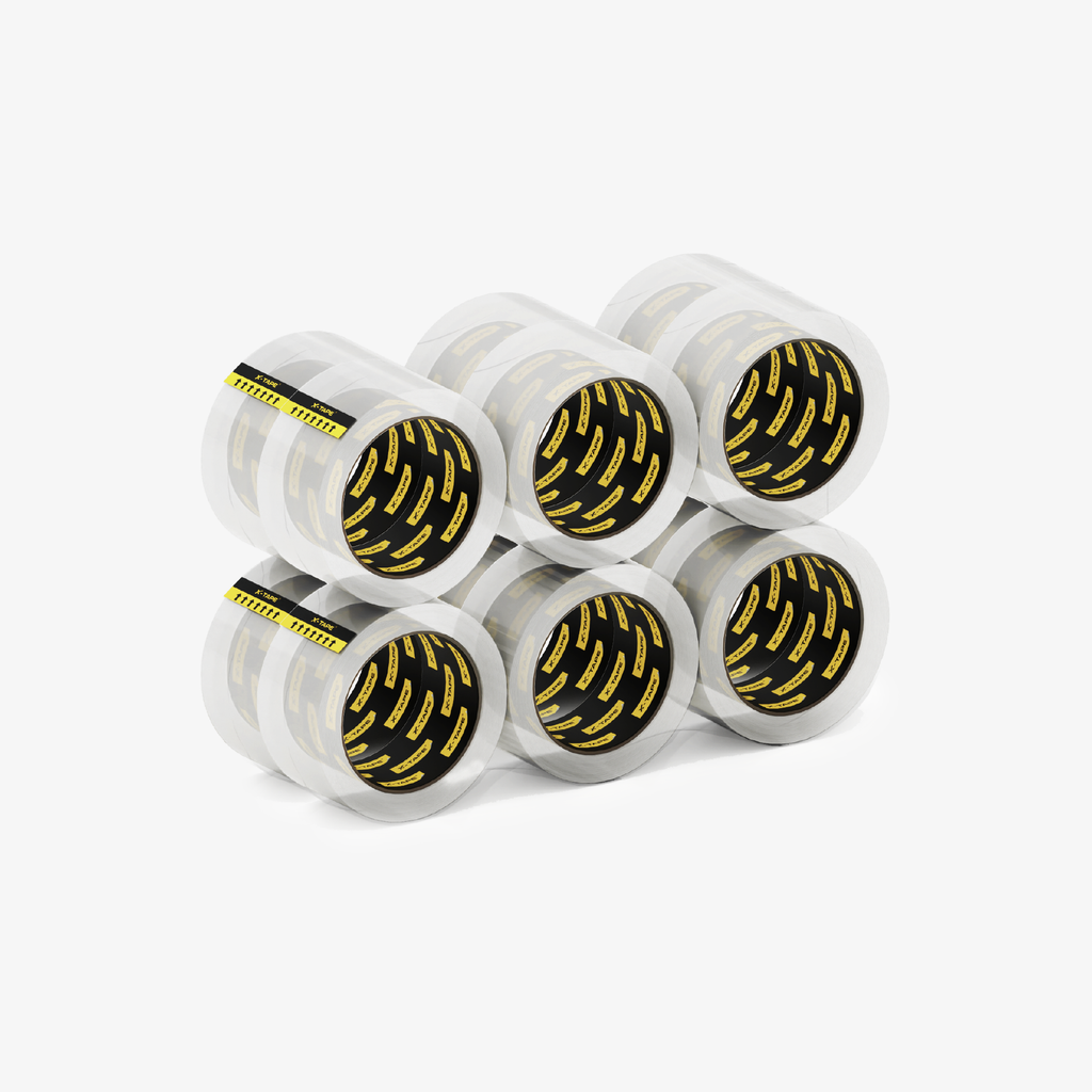 X-Tape Clear Packing Tape 12 Rolls - Strong & Crystal Clear